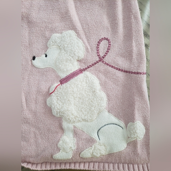 💗 Girls’ Pink Knit Sweater Dress – Size 5/6 – Poodle Design - Picture 2 of 11